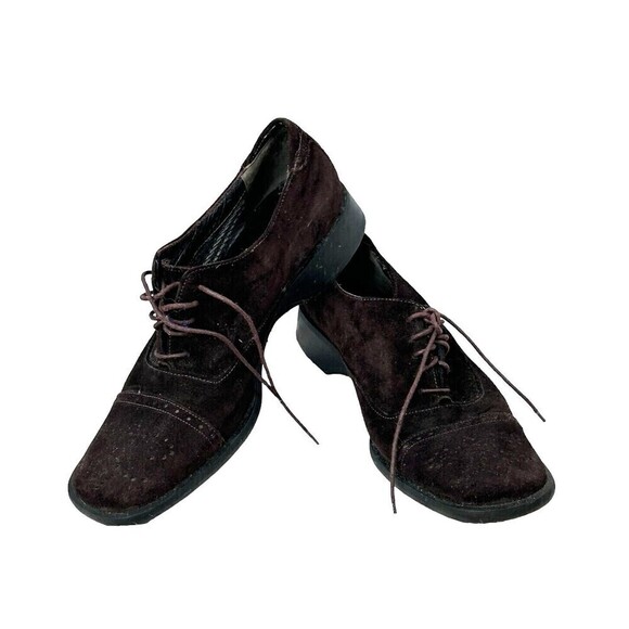 Bruno Magli Womens Size 8 Brown Suede Slip On Lace Up Casual Oxford Loafers - Picture 1 of 11